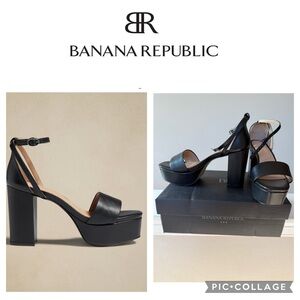 Banana Republic leather Black Platform Heels. NWT.